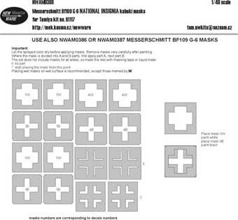 New Ware NWA-M0388 1/48 Mask Bf 109 G-6 NATIONAL INSIGNIA (TAM 61117)