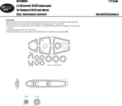 New Ware NWA-M0583 1/72 Mask EA-18G Growler BASIC (HAS E38)