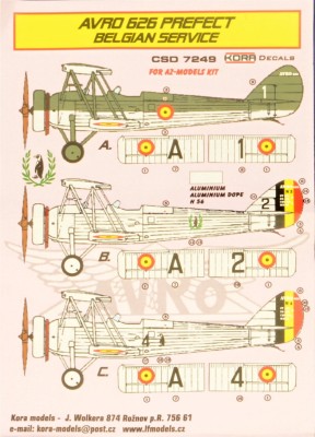Kora Model CSD7249 AVRO 626 Prefect Belgium Conv.set&amp;decal (AZ) 1/72