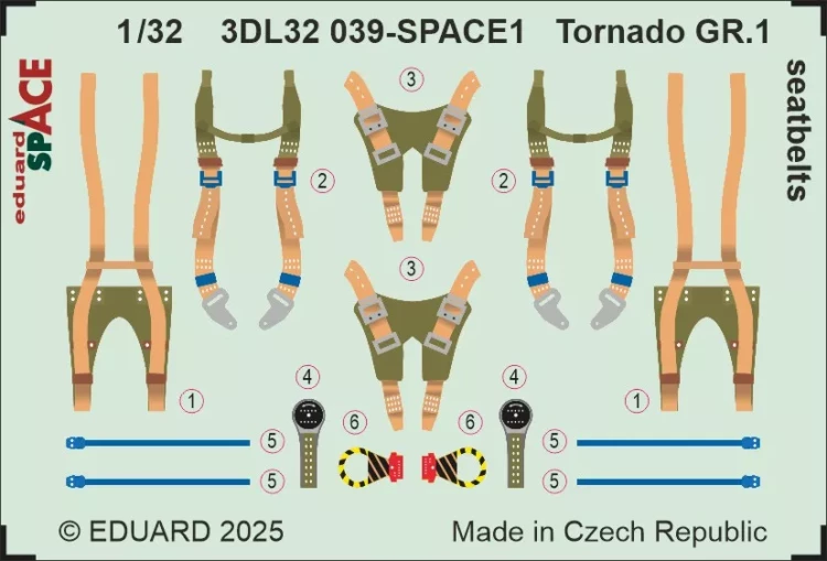 Eduard 3DL32039 Tornado GR.1 seatbelts SPACE (ITAL) 1/32