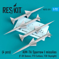 Reskit RS72-0319 AIM-7A Sparrow I missiles (4pcs) (F-3H Demon, F7U Cutlass, F3D Skynight) Fujimi, Tamiya, Sword 1/72