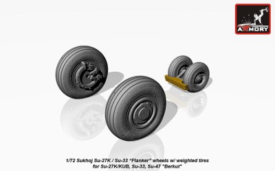 Armory ARAW72034 Sukhoi Su-27K / Su-33 wheels with weighted tires/tyres, front mudguard - Su-27K/KUB, Su-33, Su-47 &quot;Berkut&quot; 1/72