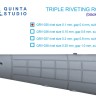Quinta studio QRV-035 Тройные клепочные ряды (размер клепки 0.10 mm, интервал 0.4 mm, масштаб 1/72), черные, общая длина 6.6 m 1/72