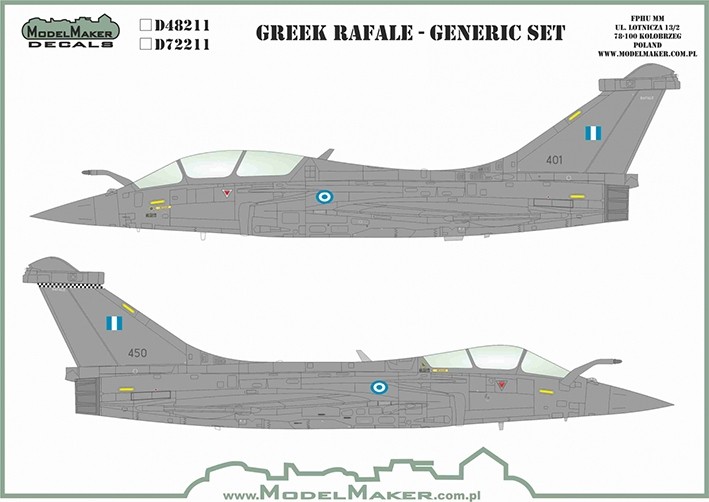 Model Maker Decals D48211 Greek Dassault Rafale - generic set 1/48