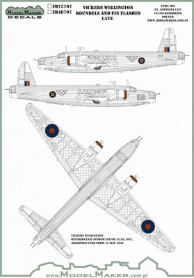 Model Maker Decals IM48707 Vickers Wellington Roundels And Fin Flashes Late 1/48