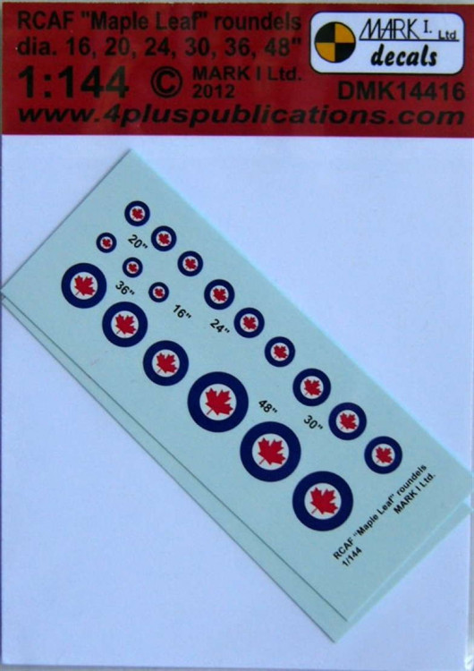 4+ Publications DMK-14416 1/144 Decals RCAF 'Mapple Leaf' roundels (2 sets)