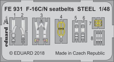 Eduard FE931 F-16C/N seatbelts STEEL 1/48