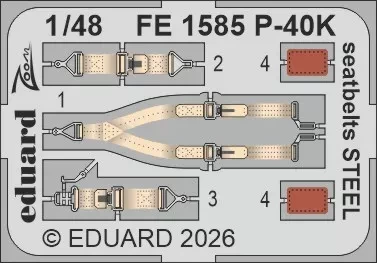 Eduard FE1585 P-40K seatbelts STEEL (EDU) 1/48