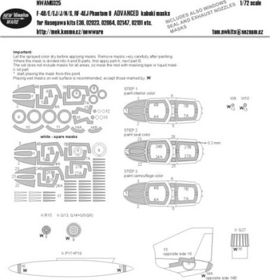 New Ware NWA-M0325 1/72 Mask F-4B/E/EJ/J/N/S, RF-4EJ ADVANCED (HAS)