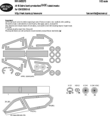 New Ware NWA-M0870 Mask AH-1G Cobra BASIC (ICM 32060) 1/32