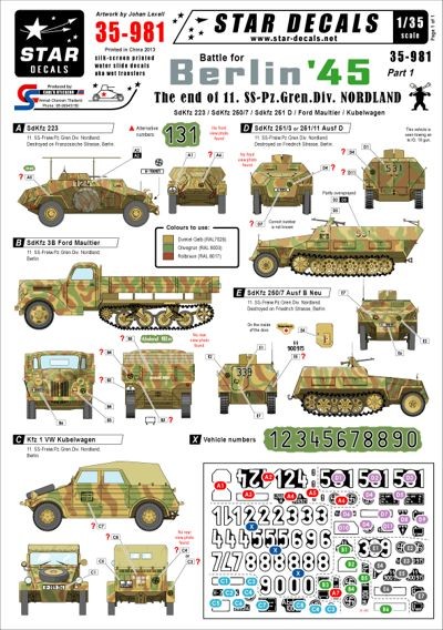Star Decals STAR35981 Berlin #1. The end of 11. SS-Nordland 1/35