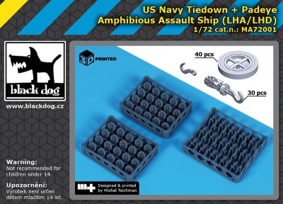 Black Dog MA72001 US NAVY tiedown+padaye (LHA/LHD) (3D-Printed) 1/72