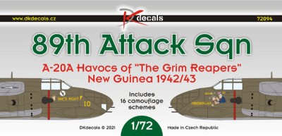 Dk Decals 72094 89th Attack Sqn New Guinea 1942-43 (11x camo) 1/72