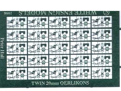 White Ensign Models PE 0726 WW2 TWIN OERLIKONS/TRIPODS x 25 1/700