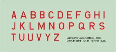 4+ Publications 144103 Decals Luftwaffe Code Letters Red (2 Sets) 1/144