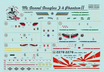 Print Scale 144-010 F-4 Phantom II in Viet Nam war Wet decal 1/144