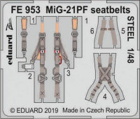 Eduard FE953 1/48 MiG-21PF seatbelts STEEL (EDU)