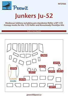 Peewit M72166 1/72 Canopy mask Junkers Ju-52 (KP)