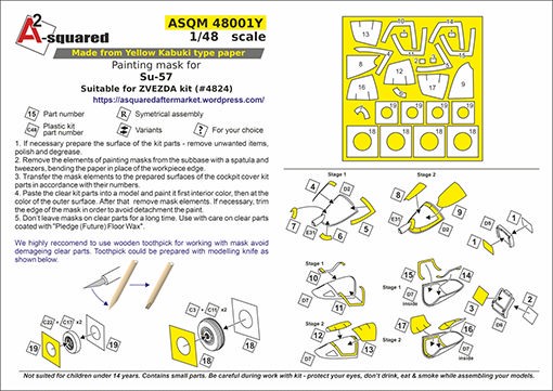 A-Squared ASQM48001Y Sukhoi Su-57 die-cut mask  1/48