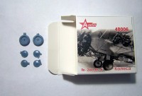A-resin 48006 По-2ЛНБ,Як-6 колеса шасси 1/72
