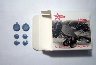 A-resin 48006 По-2ЛНБ,Як-6 колеса шасси 1/72