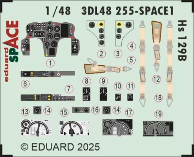 Eduard 3DL48255 Hs 129B SPACE (TAKOM) 1/48