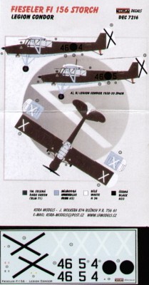 Kora Model DEC7216 Fi 156 Storch (Legion Condor) декали декали 1/72