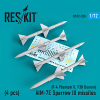 Reskit RS72-0320 AIM-7E Sparrow III missiles (4pcs) (F-4 Phantom II, F-3H Demon) Revell, Tamiya, Hasegawa, FineMolds, Italeri,  Academy Fujimi 1/72