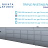 Quinta studio QRV-036 Тройные клепочные ряды (размер клепки 0.15 mm, интервал 0.6 mm, масштаб 1/48), черные, общая длина 4.4 m 1/48