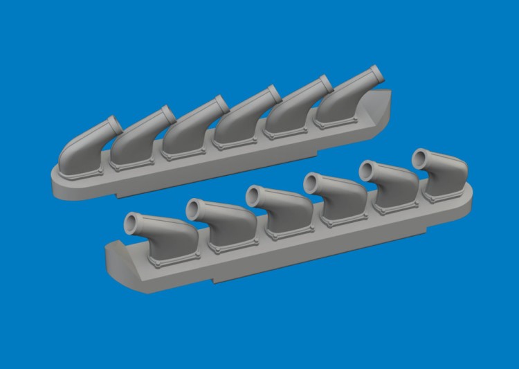 Eduard 672445 BRASSIN P-51D exh.stacks PRINT (ARMA H.) 1/72