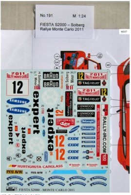 Reji Model 191 Ford Fiesta S2000 (Rally Monte Carlo 2011) 1/24