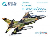 Quinta studio QD32021 F-16C (для модели Academy) 3D декаль интерьера кабины 1/32