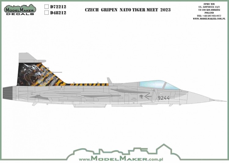 Model Maker Decals D48212 Czech Saab JAS 39 Gripen NATO Tiger Meet 2023 1/48