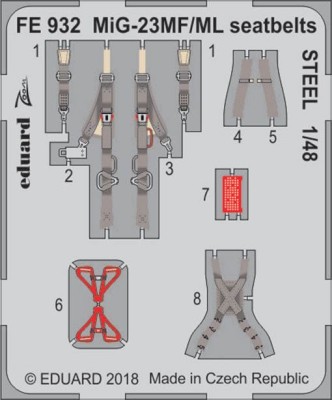 Eduard FE932 MiG-23MF/ML seatbelts STEEL 1/48
