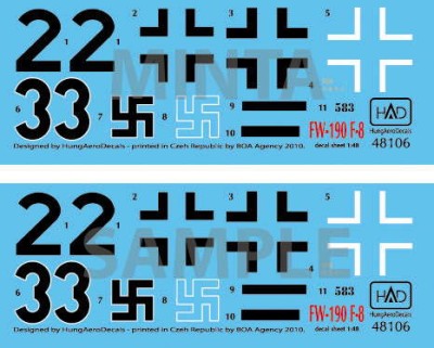 HAD 48106 Decal Fw 190 F-8 (2x Luftwaffe) 1/48