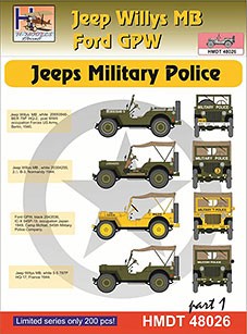 Hm Decals HMDT48026 1/48 Decals J.Willys MB/Ford GPW Military Police 1