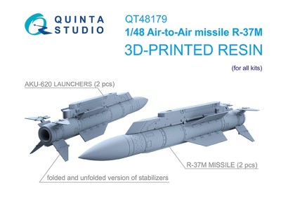 Quinta studio QT48179 Ракеты «воздух-воздух» Р-37М с пусковыми устройствами, 2 шт. (для всех моделей) 1/48