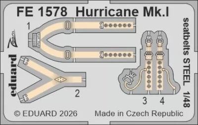 Eduard FE1578 Hurricane Mk.I seatbelts STEEL (ARMA H.) 1/48