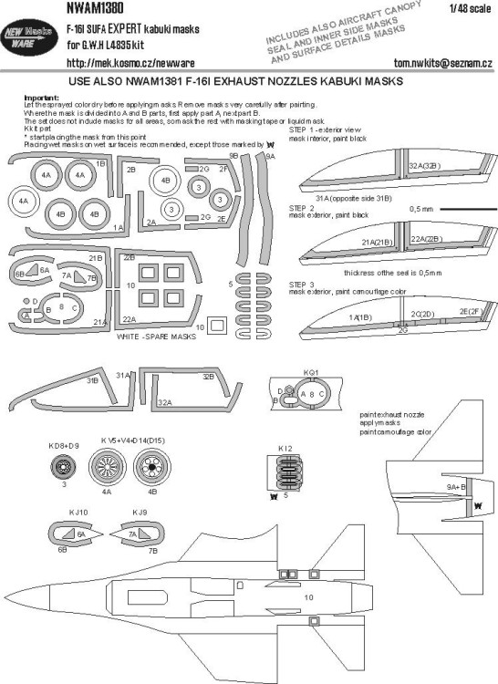 New Ware M1380 Mask F-16I SUFA EXPERT (GWH L4835) 1/48