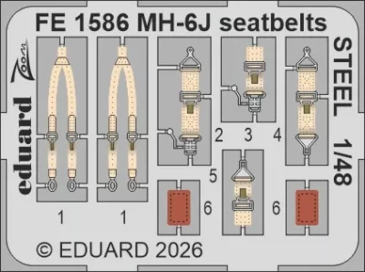 Eduard FE1586 MH-6J seatbelts STEEL (ICM) 1/48