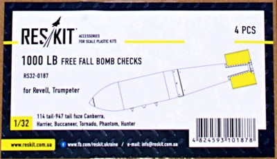 Reskit RS32-0187 1000 lb free fall bomb checks (4 pcs.) 1/32