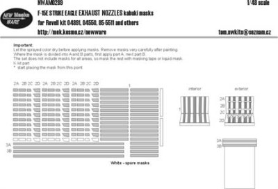 New Ware NWA-M0289 1/48 Mask F-15E Strike Eagle EXHAUST NOZZLES (REV)
