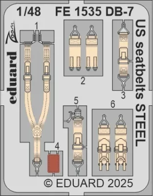 Eduard FE1535 DB-7 Boston III US seatbelts STEEL (HKM) 1/48