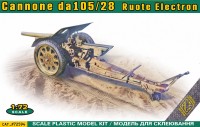 Ace Model 72594 Italian 105/28 field cannon with rubberized wheels 1/72