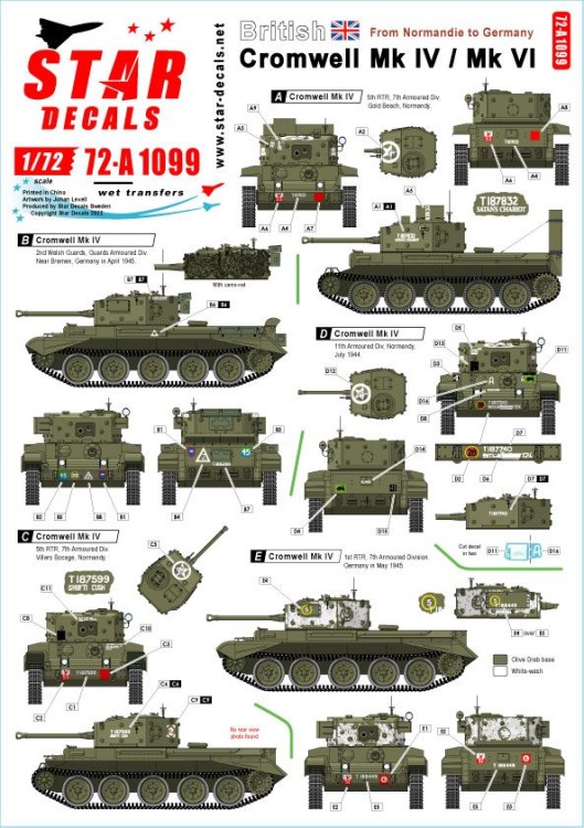 Star Decals 72-A1099 British Cromwell Mk.IV / Mk.VI From Normandy to Germany 1/72