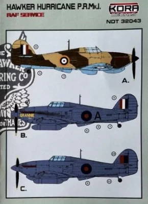 Kora Model KORNDT32043 Decals Hawker Hurricane PR Mk.I RAF Service 1/32
