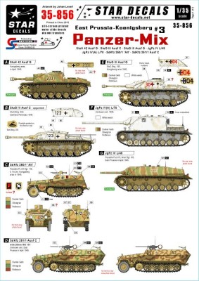 Star Decals STAR35856 East Prussia/Koenigsberg #3. Panzer-MixSturmgeschutz/StuG.42, Sturmgeschutz/StuG.III Ausf.C, Sturmgeschutz/StuG.III Ausf.G,Jagdpanzer IV L/48, Jagdpanzer IV(A) L_70, Sd.Kfz.250/1, German Sd.Kfz.251/1 Ausf.C 1/35