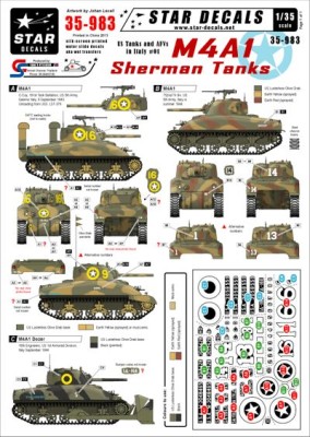 Star Decals STAR35983 U.S. M4A1 Sherman Tanks in Italy 1/35