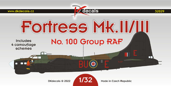 Dk Decals 32029 Fortress Mk.II/III No.100 Group RAF (4x camo) 1/32