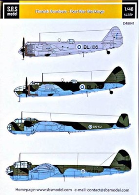 Sbs Model D48041 Декаль Finnish Bombers - Post War Markings 1/48